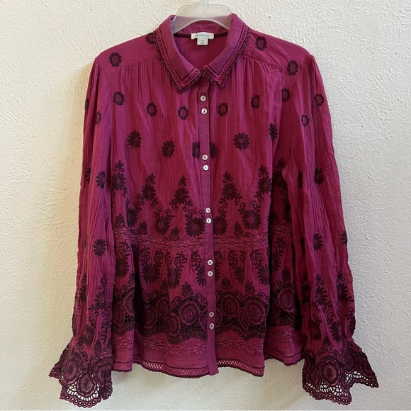 Sundance Tales of Time purple embroidered blouse - Picture 5 of 12